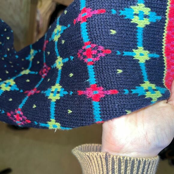 Marsh Landing Granny Knit Cottage Navy Pink Women's Cardigan M Vintage Grandma - Picture 10 of 16